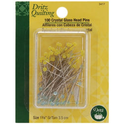 Dritz Quilting 3417 Crystal Glass Head Pins, 1-3/8-Inch, 100 Count