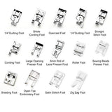 Professional Domestic 32 Presser Foot Feet with Free Sewing Clips,Double Needle Works with All