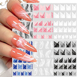 French Nail Art Stickers Decals for Women 6 Sheets 3D Self-Adhesive Wave Glitters Strips Lines Nail Tattoos French Transparent Design Manicure Tips