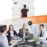 Mobile Whiteboard - 46x32 Large Height Adjust 360° Rolling Double Sided Dry Erase Board, Magnetic White Board on Wheels, Office Classroom Portable Easel with Stand, Flip Chart Holders and Pad | White