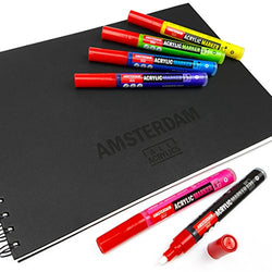 Royal Talens - Amsterdam Acrylic Paint Marker and A4 Sketchbook Set - Starter Pack