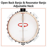 6-String Resonator Banjo Right Handed Back & Sides Sapele with Strings - Banjo String Instrument, Beginner Kit IHADA