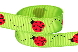 Hip Girl Boutique 2x5yd 3/8" Ladybug Ribbon-Grosgrain -Apple Green/Red