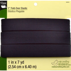 Dritz Fold-Over Elastic, 1 by 7-Inch, Black