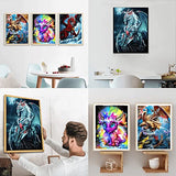 NEWSTARARTS Dragon Diamond Painting Kits for Adults and Kids, Dinosaur DIY 5D Round Full Drill with Enough Tools Perfect for Relaxation and Home Wall Decor(4 Pack, 12 x 16 inch)… (DP202207DRAGON)