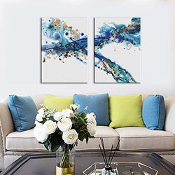 Canvas Wall Art Abstract Powder Ink Painting Prints Wall Artworks Pictures 2 Panels Canvas Print Wall Décor Paintings for Home Living Room Bedroom Decoration Office Framed Ready to Hang,20x28in x2pcs