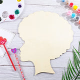 2 Pieces Afro Female Unfinished Wood Wreath DIY Wooden Template Afro Lady Woman Head Shape Wood Art Image for African Girl Crafts Wreath for Front Door