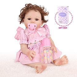 Reborn Baby Dolls,Full Body Vinyl Silicone Realistic Weighted Newborn Baby Girl Dolls ,18 Inch Handmade Washable Bathe Partner Toys Gift for Ages 3+