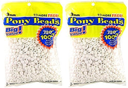 Darice 06121-2-02 1000 Count Pony Beads, 9mm, Opaque White (2 packs)
