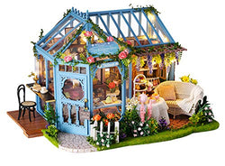Kisoy Romantic and Cute Dollhouse Miniature DIY House Kit Creative Room Perfect DIY Gift for Friends, Lovers and Families (Rose Garden Tea House)