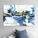 Modern Abstract Canvas Wall Art: Blue Artwork Picture Painting on Canvas for Room Decor