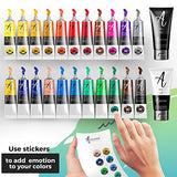 Artistro Acrylic Paint Set 24 Colors (22х22ml + 2x50ml) for Canvas Painting, Wood, Fabric, Clay, Ceramic & Crafts. Acrylic Paints with Rich Pigment Colors for Artists, Hobby Painters, Adults & Kids