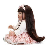 Funny House 22inch 55cm Realistic Soft Silicone Baby Long Hair Dolls Real Lifelike Doll for Toddlers Valentine's Day Xmas Gift Children Presents