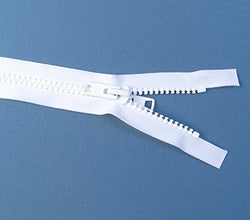 Zipper, White #10 YKK Brand Separates at the Bottom, Marine Grade Metal Tab Slider, Heavy Duty (48"