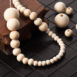Chuangdi 1105 Pieces Wooden Beads, Natural Round Wood Beads Set with 1 Roll Crystal Elastic Line
