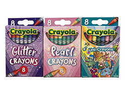 Glitter, Pearl and Uni-Crayons, 8 count each