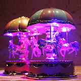 cyclamen9 Carousel Music Box Merry-Go-Round Box with Flash Light for Birthday (Purple)