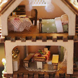 Yosoo Mini Glass DIY Wooden Dollhouse Kit Assembling Model Home Decor Display Creative Handcraft Building Toy Gift for Kids