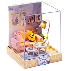 Spilay DIY Dollhouse Cute Miniature Wooden Furniture Kit ,Handmade Mini Modern Model with Dust Cover & LED,1:32 Scale Doll Room Crafts Creative Toys Best Birthday Gift for Child and Lover Friend