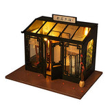 ZQWE Chinese Antique Calligraphy and Painting Shop Wooden Dollhouse DIY Creative Miniature Doll House Kit Christmas Birthday Present with LED Lights