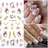 YOSOMK 9 Sheets Flower Nail Stickers for Nail Art Gold Foil Flower Self-Adhesive Nail Decals 3D Geometric Spring Flower Butterfly Nail Supplies Accessories for Women French Nail DIY Design Decoration