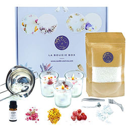 Soy Candle Making Kit - with dried flowers - Starter beginners set to create 6 scented and decorated candles with complete and easy guide by Candle&Me - DIY Craft gift or New Hobby for adults and kids