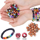 EuTengHao 846Pcs Lava Stone Beads Rock Loose Beads Cloisonne Beads Kit with Ink Patterns Chakra Beads Spacer Pendants Beads for Diffuser Essential Oils Adult DIY Bracelet Jewelry Making Supplies