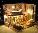 Flever Dollhouse Miniature DIY House Kit Creative Room with Furniture for Romantic Valentine's Gift-Attic Dream