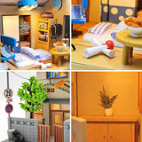 ZQWE Modern Japanese Style DIY Assembled House Doll House 3D Wooden Miniature Doll House Furniture Toy Kit with Dustproof 1:24 Scale Creative Gift for Family and Friends, ZQWE-USDIYHOUSE2132