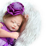 Pinky 26cm 10inch Mini Hard Vinyl Silicone Full Body Reborn Baby Doll Realistic Newborn Dolls with Purple Dress Xmas Birthday Present