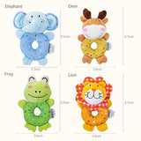 TUMAMA Baby Soft Plush Stuffed Animal Rattles, Handheld Development Toys for Toddlers - 4 PCS