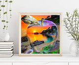5D Diamond Painting Landscape, Paint with Diamonds DIY Diamond Art Apple Sunset Beach Flowers, Diymood painting by Number Kits Full Drill Rhinestone for Home Wall Decor 14x14inch