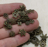 Bingcute 200Pcs Assorted Metal Tibetan Bronze Bead Caps,Bali Style Beads Making for Jewelry (Antique Bronze)