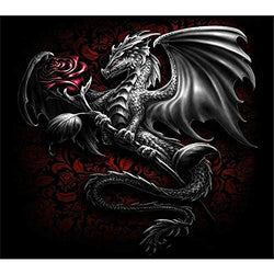 5D DIY Diamond Painting,Red Rose Metal Dragon Diamond Painting Kits for Adults Full Drill Round Diamond Gem Art Beads Painting for Kids Perfect for Home Wall Décor 11.8x13.8 inch