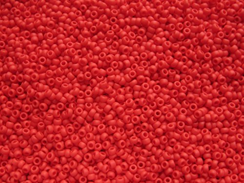 15/0 Toho Japanese Glass Seed Beads - Lighter Red Matte Opaque #45AF (14g Tube)