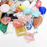 Chenkou Craft Wholesale Lots Mix Random 20pcs Natural Stone Pendants Charms Jade Turquoise Agate