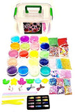 Maple entp. DIY Crystal Slime Kit, Fluffy, Clear Slime with 20 Bright Colors Slime Containers, Foam, Fishbowl Bead, Pearls, Shells, Sugar Paper, Glitter, Unicorn and Mermaid Charms for Age 6+