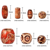 Bememo 400 Pieces Printed Wooden Beads Various Shapes Loose Wood Beads for Jewelry Making DIY