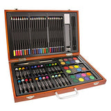 US Art Supply 80 Piece Deluxe Art Creativity Set in Wooden Case with 9"x12" 90 Pound 30 Sheet