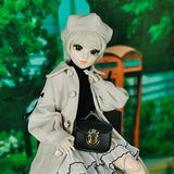 Proudoll 1/3 BJD Doll 60cm 24Inches Ball Jointed SD Dolls Move Joints Action Figures Caroline + Beret + Wig + Coat + Dress + Handbag + Boots