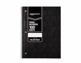 AmazonBasics College Ruled Wirebound Notebook, 100-Sheet, Assorted Sunburst Pattern Colors, 5-Pack