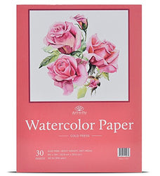 30 Sheets 9 X 12 Watercolor Pad (140lb/300gsm) Fold Over Design Cold Press Watercolor Paper