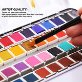 Dainayw Watercolor Paint Set, 48 Vivid Colors in Half Pans (in Tin Box) with Paint Brush and Watercolor Paper for Artists, Art Painting, Students, Kids, Beginners & More
