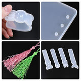 Meetory Resin Casting Molds for Notebook Cover A5 A6 A7, 4 pcs Silicone Bookmarks Mold, 12 pcs Colorful Silky Craft Tassels with 14 pcs Book Rings for DIY Resin Notebook Cover and Bookmarks