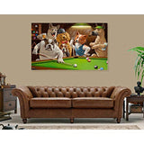 MMLUCK Art Deco Painting Wall Art Dogs Playing Pool Pool Billiards Picture Printed on canvasLiving Room Bedroom Decoration -40x60cm