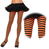 Leg Avenue Women's Nylon Striped Tights, Black/orange, One Size