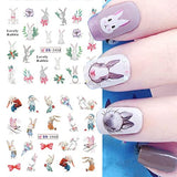 Easter Nail Art Stickers Bunny Water Transfer Nail Stciker Decal Cute Rabbits Egg Bunny Carrot Nail Design Nail Art Supplies for Acrylic Nail Easter Day Nail Decal for Women Kids Manicure Decor 12sheets