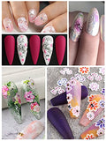 EBANKU 8 Sheets 5D Stereoscopic Embossed Flowers Nail Stickers Cherry Blossoms Nail Art Stickers Decals Women Winter Self-Adhesive Floral Leaf Nail Decoration DIY Manicure