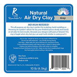 Gray Air Dry Clay | Natural, Non-Toxic All-Purpose Compound | Self-Hardening, No Bake Gray Clay for Sculpting, Modeling and More | Made in The USA | 10lbs