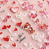 JMEOWIO 3D Embossed Valentines Day Nail Art Stickers Decals Self-Adhesive Pegatinas Uñas 5D Heart Love Nail Supplies Nail Art Design Decoration Accessories 4 Sheets